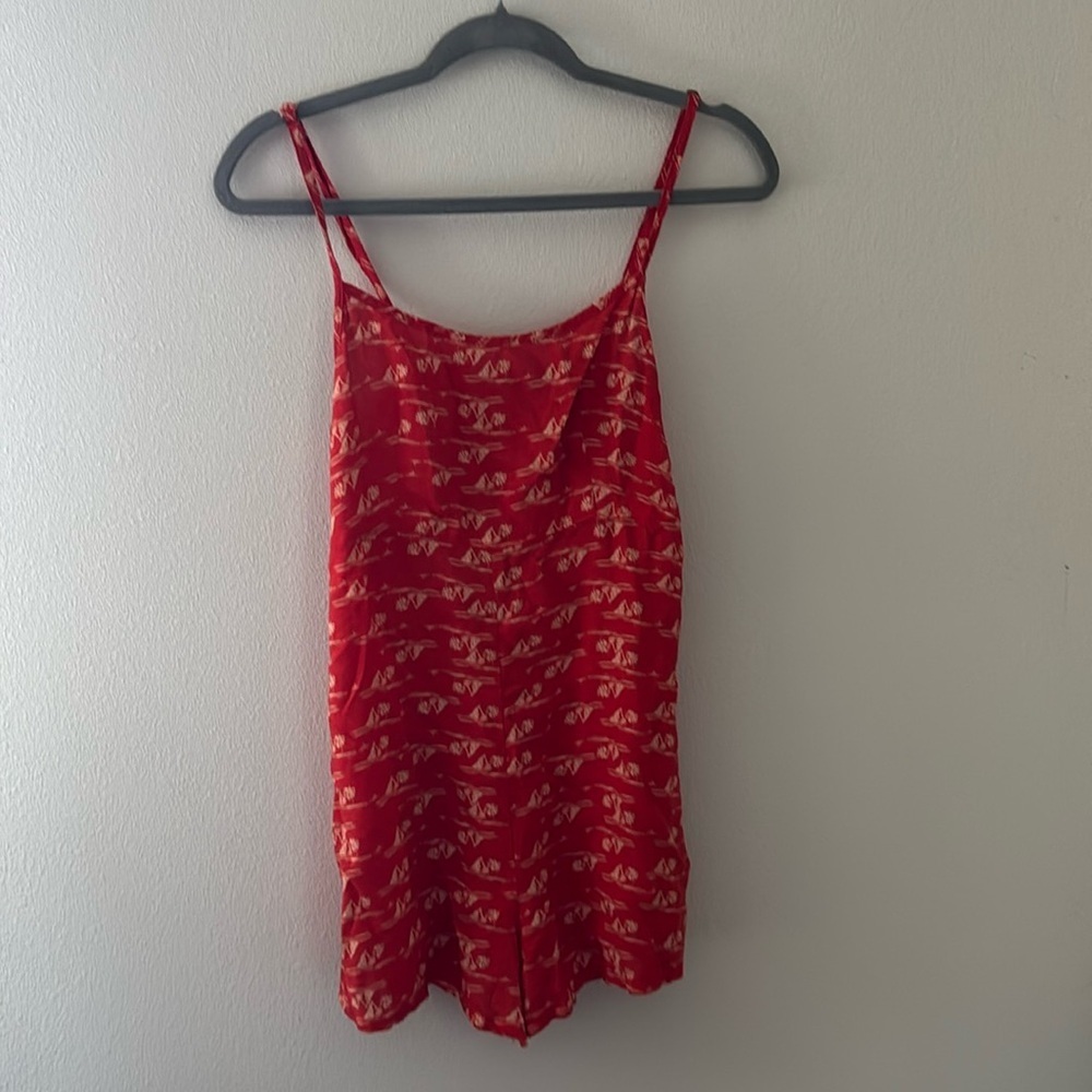 RUSTY DALTONIC MINI ROMPER - CLAY HAWAII  lightweight orange red‎ ivory Sz M